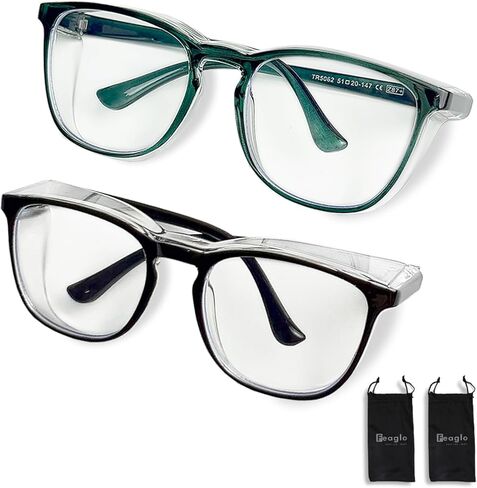 Feaglo Safety Glasses, Anti Fog Safety Goggles for Women Men, Blue Light Blocking Stylish Eye Protection Glasses Side Shield in Kuwait