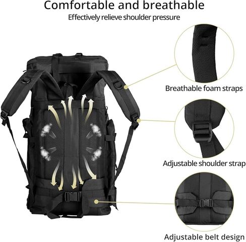 حقيبة ظهر للمشي لمسافات طويلة سعة 80 لترًا، حقيبة ظهر للتخييم للرجال مع تصميم مريح وخفيف الوزن وخفيفة الوزن وكبيرة جدًا للمشي لمسافات طويلة لحقيبة الظهر وركوب الدراجات والسفر والتسلق in Kuwait