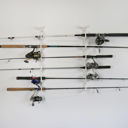 Made in USA Fishing Rod/Pole Holder Rack Organizers | Wall or Ceiling Mounted Fishing Rod Rack | Durable Marine Grade HDPE Plastic | Fishing Pole Holder Holds up to 6 or 12 + Stackable in Saudi Arabia