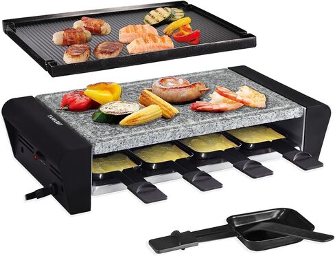 Indoor Grill TAMARIT Table Grill Non-Stick Raclette Grill Portable Electric Grills Korean Barbecue BBQ Grill 2 in 1 Removble Reversible Grills Griddle 1450W Keep Warm Temperature Control Adjustable in Kuwait