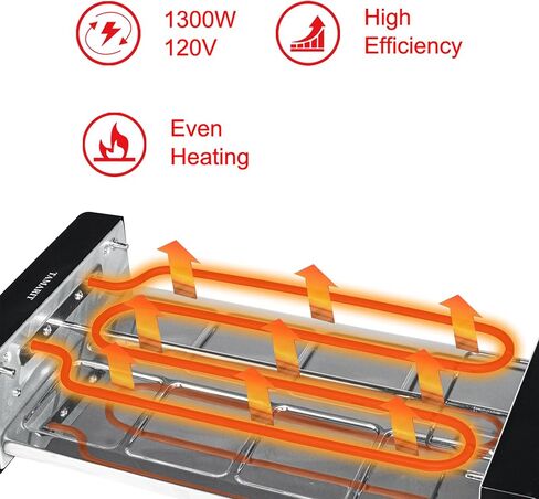 Indoor Grill TAMARIT Table Grill Non-Stick Raclette Grill Portable Electric Grills Korean Barbecue BBQ Grill 2 in 1 Removble Reversible Grills Griddle 1450W Keep Warm Temperature Control Adjustable in Kuwait