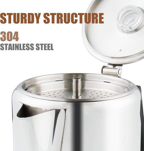 APOXCON Multi Use Percolator Coffee Pot with Glass Knob and Silica Gel Handle, Stainless Steel Coffee Maker for Indoor Induction Cooktop, Electric Stove, Outdoor Campfire Stovetop 6 Cup in Saudi Arabia