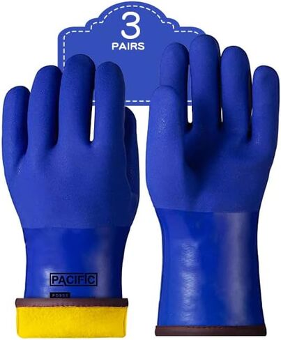 PACIFIC PPE 3 Pairs Thermal Insulated Freezer Gloves for Men and Women, Chemical Resistant Gloves, Cold Weather, Chemical & Oil Resistant, Large in Saudi Arabia