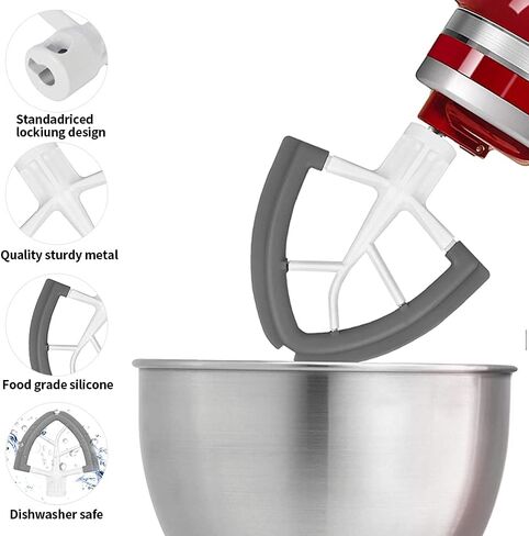 Flex Edge Beater for Kitchenaid Mixer, 4.5/5 Quart Flat Paddle Beater Attachments with Flexible Silicone Edges Bowl Scraper for Kitchenaid Tilt-Head Stand Mixer Accessory 4.5/5 Quart in Kuwait