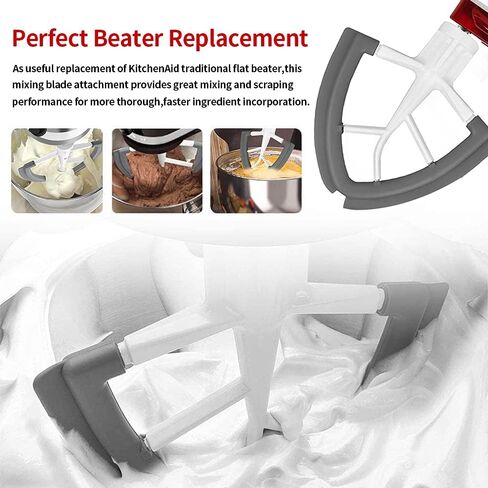 Flex Edge Beater for Kitchenaid Mixer, 4.5/5 Quart Flat Paddle Beater Attachments with Flexible Silicone Edges Bowl Scraper for Kitchenaid Tilt-Head Stand Mixer Accessory 4.5/5 Quart in Kuwait
