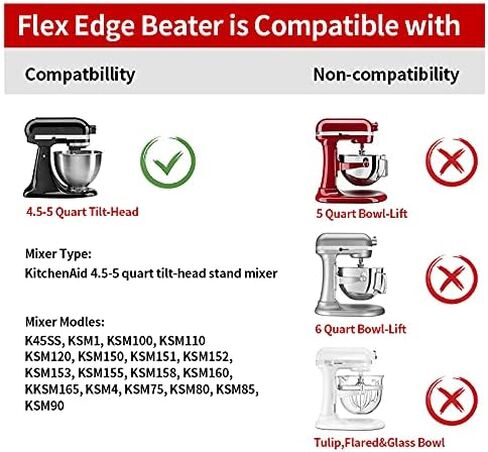 Flex Edge Beater for Kitchenaid Mixer, 4.5/5 Quart Flat Paddle Beater Attachments with Flexible Silicone Edges Bowl Scraper for Kitchenaid Tilt-Head Stand Mixer Accessory 4.5/5 Quart in Kuwait
