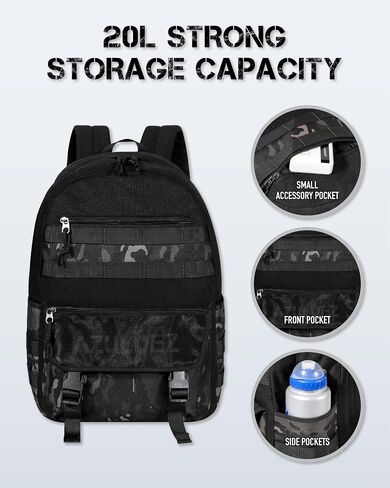 20L Military Tactical Backpack for Men, Tactical Bag Bug Out Bag, Army 3 Days Assault Pack, Small Tactical Backpack Assault Bag - Black&Camo in Saudi Arabia