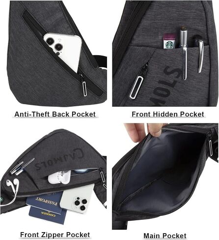 Mens Sling Bag Mens Crossbody Bags for Men Lightweight Travel Hiking Daypack Small Sling Bag with Earphone Bag in Saudi Arabia