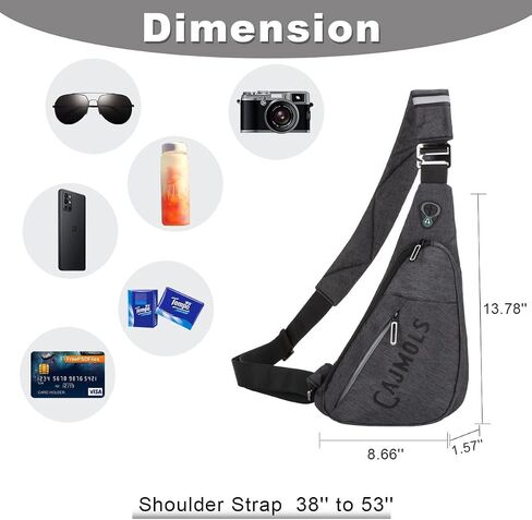 Mens Sling Bag Mens Crossbody Bags for Men Lightweight Travel Hiking Daypack Small Sling Bag with Earphone Bag in Saudi Arabia