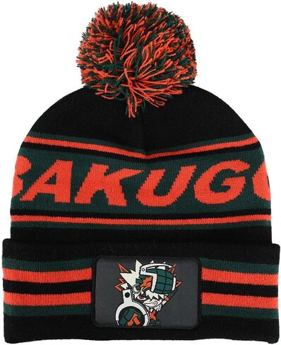 Bioworld My Hero Academia Deku Striped Roll Cuff Pompom Beanie Multicolored in Saudi Arabia
