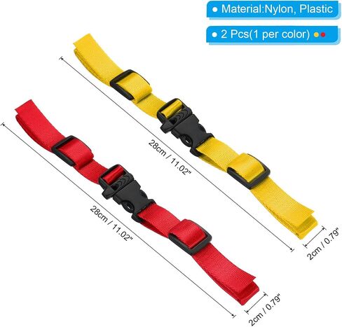 PATIKIL Backpack Belt Strap Set, 2 Pack Nylon Webbing Adjustable Replacement Waist Strap with Quick-Release Buckle for Pack Luggage Bags, Yellow, Red in Saudi Arabia