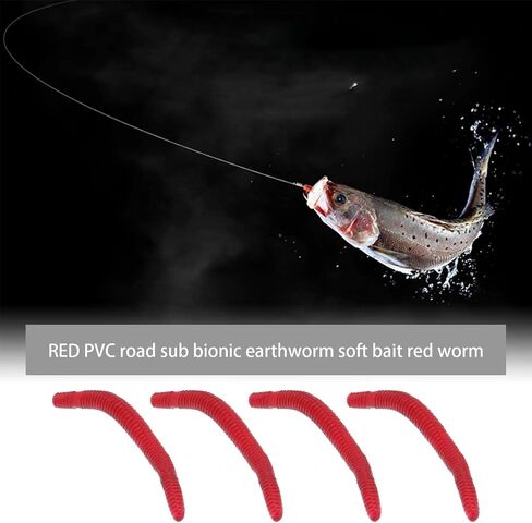 SING F LTD 200PCS Artificial Earthworm Fishy Smell Biomimetic Fishing Lure Soft Baits Simulation Bait Bloodworm Fake Redworm for Freshwater and Saltwater in Saudi Arabia
