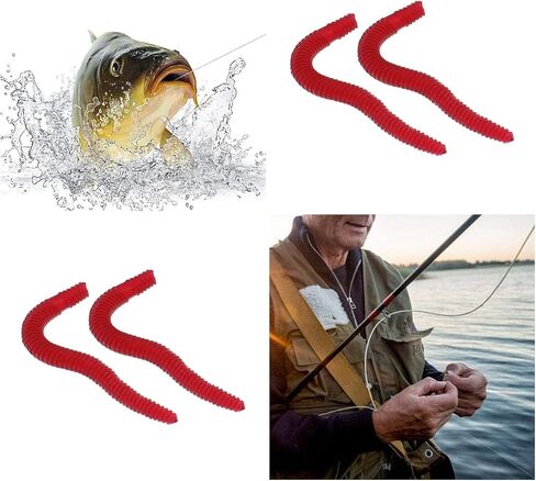 SING F LTD 200PCS Artificial Earthworm Fishy Smell Biomimetic Fishing Lure Soft Baits Simulation Bait Bloodworm Fake Redworm for Freshwater and Saltwater in Saudi Arabia