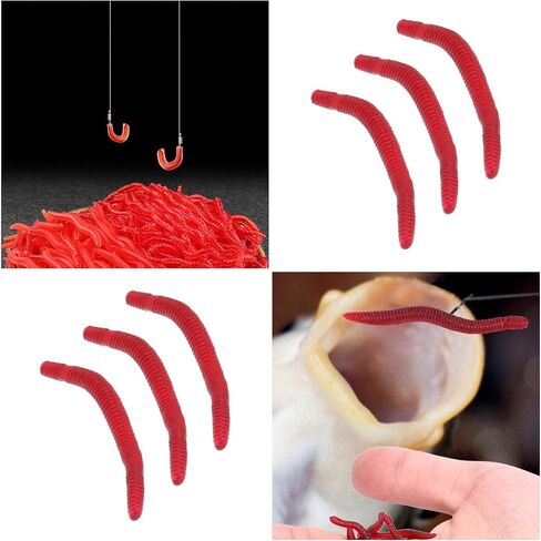 SING F LTD 200PCS Artificial Earthworm Fishy Smell Biomimetic Fishing Lure Soft Baits Simulation Bait Bloodworm Fake Redworm for Freshwater and Saltwater in Saudi Arabia