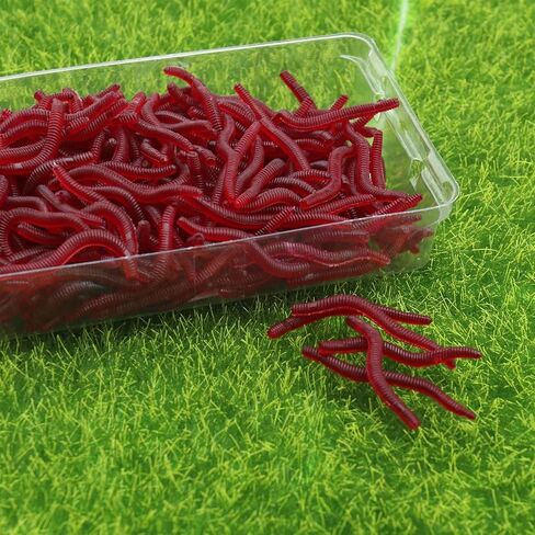 SING F LTD 200PCS Artificial Earthworm Fishy Smell Biomimetic Fishing Lure Soft Baits Simulation Bait Bloodworm Fake Redworm for Freshwater and Saltwater in Saudi Arabia