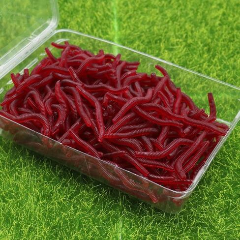 SING F LTD 200PCS Artificial Earthworm Fishy Smell Biomimetic Fishing Lure Soft Baits Simulation Bait Bloodworm Fake Redworm for Freshwater and Saltwater in Saudi Arabia