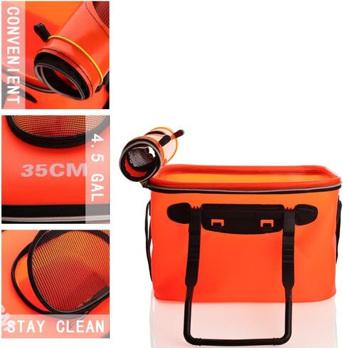 Fishing Bucket,Foldable Waterproof Fishing Bucket - Live Fish Container,4.5 Gallon Bucket(17.7L)， EVA Fishing Bag for Fishing, Keep The Bait Fresh or Fish Catch Alive in Saudi Arabia