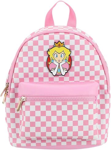 Super Mario Bros Princess Peach 10.6" Pink & White Checkered Mini Backpack in Saudi Arabia