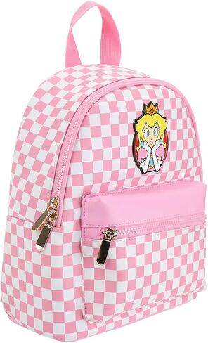 Super Mario Bros Princess Peach 10.6" Pink & White Checkered Mini Backpack in Saudi Arabia