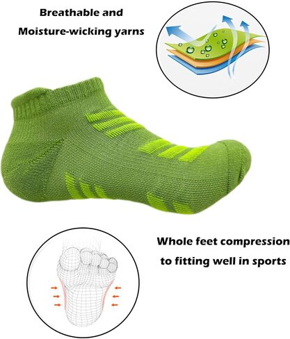 Hycome 5Pairs Men Women Sport Running Ankle Socks with Cushion Low Cut Athletic Sport Socks in Saudi Arabia