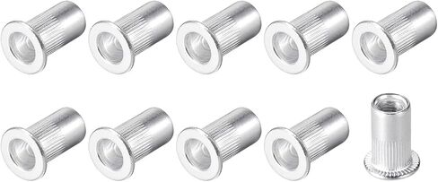 METALLIXITY Rivet Nuts (#6-32) 25Pcs, Aluminum Alloy Knurled Body Insert Nuts - for Furniture Decoration Mechanical Fastener, Silver Tone in Kuwait