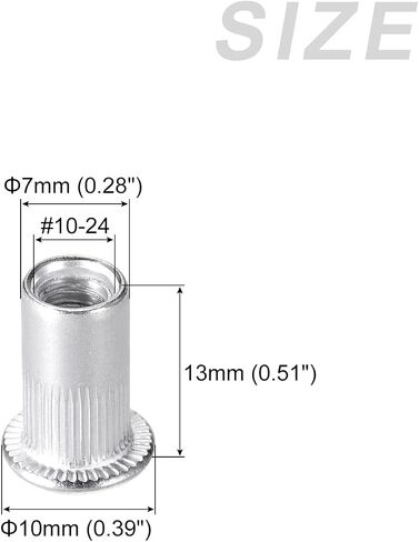 METALLIXITY Rivet Nuts (#6-32) 25Pcs, Aluminum Alloy Knurled Body Insert Nuts - for Furniture Decoration Mechanical Fastener, Silver Tone in Kuwait