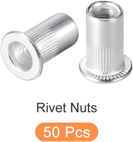 METALLIXITY Rivet Nuts (#6-32) 25Pcs, Aluminum Alloy Knurled Body Insert Nuts - for Furniture Decoration Mechanical Fastener, Silver Tone in Kuwait