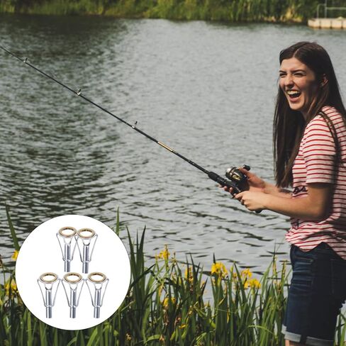 Garneck 5 PCS Fishing Rod Tips - Stainless Steel Fishing Rod Pole Rod Tip Repair Kit - Fishing Rod Tip Care Accessories Repair Kit in Saudi Arabia