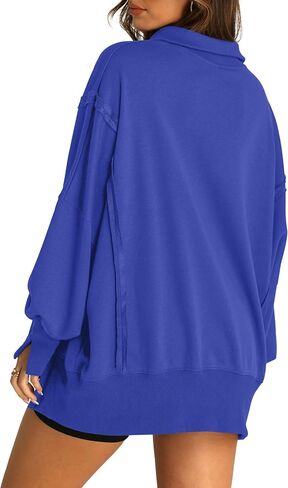 Oversized Sweatshirt for Women Trendy Button Henley Neck Pullover Long Sleeve Tops Casual Fall Clothes XS-XL in Saudi Arabia