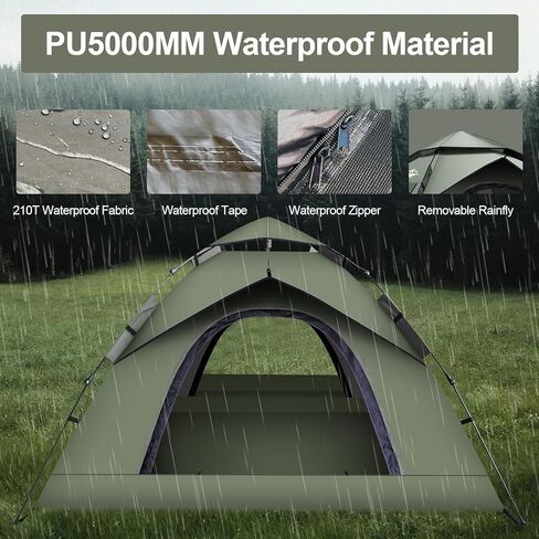 MAXDONE خيام منبثقة فورية للتخييم، خيمة تخييم 2-3 أشخاص، خيمة قبة للإعداد التلقائي في 60 ثانية، خيمة عائلية مزدوجة سميكة مقاومة للماء للمشي لمسافات طويلة وحقائب الظهر والتخييم in Kuwait