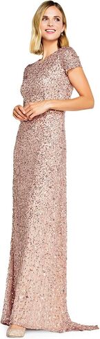 Adrianna Papell Women's Scoop Back All-Over Beaded Gown, Deep Blue, 8 in Kuwait