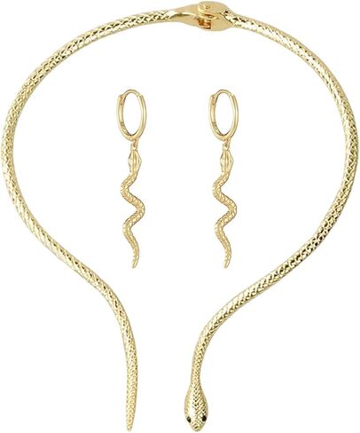 Snake Jewelry Set for Women Snake Pendant Necklace Gothic Snake Hand Chain Bracelet Open Adjustable Snake Ring Medusa Headpiece Halloween Medusa Costume Accessories Set in Saudi Arabia