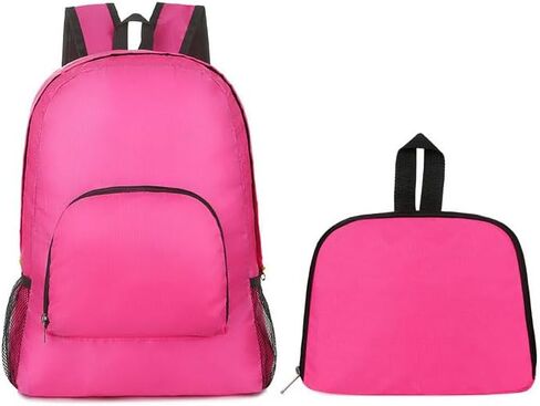 حقيبة ظهر قابلة للحزم 20 لتر قابلة للطي وخفيفة الوزن وقابلة للطي ومقاومة للماء للنساء والسفر في الهواء الطلق والتنزه سيرًا على الأقدام والتخييم وتسلق الجبال والعطلات (أحمر وردي) in Kuwait