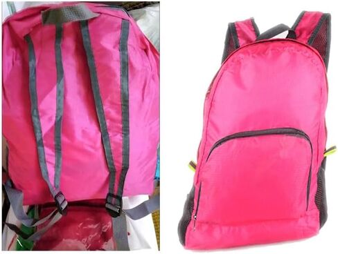 حقيبة ظهر قابلة للحزم 20 لتر قابلة للطي وخفيفة الوزن وقابلة للطي ومقاومة للماء للنساء والسفر في الهواء الطلق والتنزه سيرًا على الأقدام والتخييم وتسلق الجبال والعطلات (أحمر وردي) in Kuwait