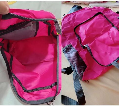 حقيبة ظهر قابلة للحزم 20 لتر قابلة للطي وخفيفة الوزن وقابلة للطي ومقاومة للماء للنساء والسفر في الهواء الطلق والتنزه سيرًا على الأقدام والتخييم وتسلق الجبال والعطلات (أحمر وردي) in Kuwait