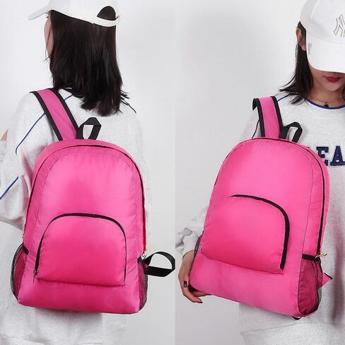 حقيبة ظهر قابلة للحزم 20 لتر قابلة للطي وخفيفة الوزن وقابلة للطي ومقاومة للماء للنساء والسفر في الهواء الطلق والتنزه سيرًا على الأقدام والتخييم وتسلق الجبال والعطلات (أحمر وردي) in Kuwait