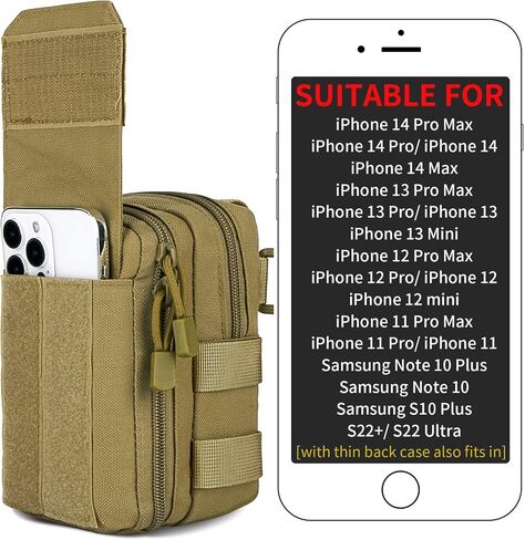 IronSeals Multipurpose Utility EDC Pouch Tactical Molle Phone Holster Pouch Waist Bag with Detachable Strap for iPhone 15 Pro Max/15 Pro/15/14 Pro Max/14 Pro/13 Pro Max/12 Pro Max/11 Pro Max/XS Max in Saudi Arabia