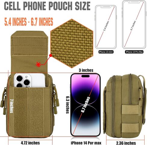 IronSeals Multipurpose Utility EDC Pouch Tactical Molle Phone Holster Pouch Waist Bag with Detachable Strap for iPhone 15 Pro Max/15 Pro/15/14 Pro Max/14 Pro/13 Pro Max/12 Pro Max/11 Pro Max/XS Max in Saudi Arabia