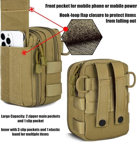 IronSeals Multipurpose Utility EDC Pouch Tactical Molle Phone Holster Pouch Waist Bag with Detachable Strap for iPhone 15 Pro Max/15 Pro/15/14 Pro Max/14 Pro/13 Pro Max/12 Pro Max/11 Pro Max/XS Max in Saudi Arabia