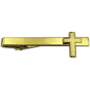 Chaplain Cross Tie Clip - Religious Christian Latin Ornate Official Tie Bar (Silver)