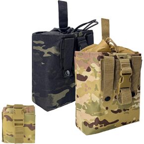 2pcs Tactical Dump Pouch, Folding Tactical Drop Pouch Magazine Utility Pouch with Drawstring, Folding Mag Dump Waist Bag for Hunting Shooting Tactical Battle Belt Backpack Accessories