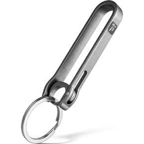 FEGVE Titanium Key Belt Clip, Carabiner Keychain Clip Belt Key Holder with Side-Push Key Ring for Pants Purse