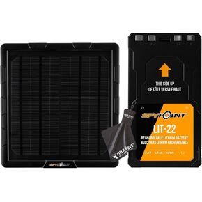 SPYPOINT Rechargeable 7.4V Lithium Battery Pack for Trail Camera, Solar Panel SPLB-10 for Trail Cameras, and Field Boys Microfiber Cleaning Cloth