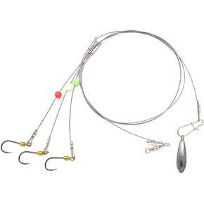 Fishing Hook Rigs with Sinker 49 Strands Steel Leaders-Saltwater Surf Fishing Tackle Kit Heavy Duty Hooks,7 * 7 Strands Steel Wire with Nylon-Coating