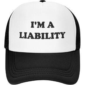 قبعة I'm A Liability Hat، قبعات سائقي الشاحنات المضحكة، قبعة صيد كلاسيكية قابلة للتعديل للرجال والنساء باللون الأسود