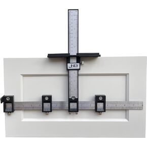JNB Pro Full Aluminum Cabinet Hardware Jig - Adjustable Template for Fast and Accurate Installation of Door and Drawer Front Knobs, Pulls and Handles - Professional Drill Guide, Template for hardware