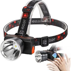 Wave smart Rechargeable sensing headlight Superbright LED headlamp with battery indicator and power bank function type C charging cable included (Yellow light)