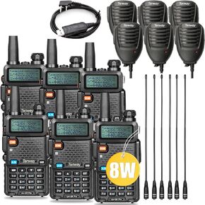 راديو هام UV-5R Pro 8 وات ثنائي النطاق ثنائي الاتجاه مع راديو هام ومكبر صوت محمول وميكروفون وهوائي 6 حزم وكابل برمجة USB واحد in Kuwait