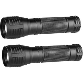 LED Flashlight Water Resistant Military Grade 2000 Lumens 3 Modes Zoom Function Ultra Bright Torch,2-Pack