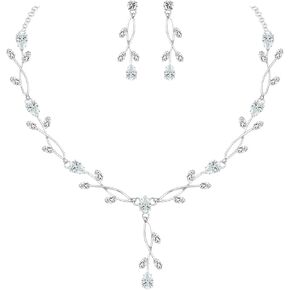 Elegant Bridal Jewelry Sets Clear Cubic Zirconia Wedding Necklace Earrings Bracelet Set for Birdes Bridesmaids CZ Prom Jewelry